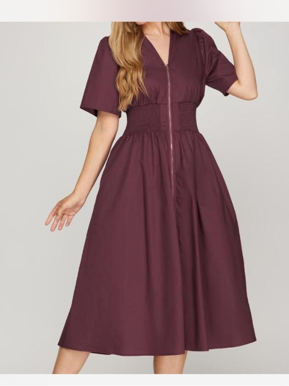 🌷2 for $10 Women's purple Midi Dress with Smocked Waist
